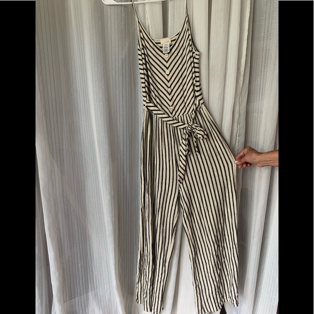 Black and white striped jumpsuit